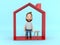 3D Illustration. Man character staying at home
