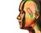 3d illustration of man head silhouette stylized metallic colorful