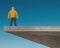 3D illustration of a man on a roof with yellow coloured hoodie