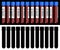 3D illustration of many blood test tubes with positive and negative COVID-19 tests over black background with inverted alpha matte