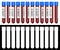 3D illustration of many blood test tubes with positive and negative COVID-19 tests over white background with alpha matte for easy