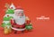 3d illustration Merry Christmas and Happy New Year with Santa claus holding gift boxs