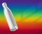 3D Illustration. Metal bottle isolated on rainbow background