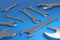 3d illustration of metal keys wrenches