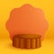 3D illustration of Mid Autumn Mooncake shape podium stage with flower shape blank card isolated on plain background