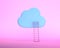 3d illustration of minimal blue cloud and pink ladder on pastel pink background