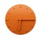 3D illustration of a minimalistic orange clock showing quarter past six