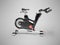 3d illustration of modern exercise bike upright for sports side view on gray background with shadow