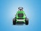 3d illustration modern garden mini tractor lawnmower with grass container front view on blue background with shadow