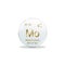 3D-Illustration, Molybdenum symbol - Mo. Element of the periodic table on white ball with golden signs. White background