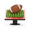 3d illustration: Monitor with a rugby ball