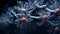 3d Illustration Of Neurons And Nerve Cells In Dark Gray And Orange