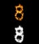 3D illustration of the number on fire with alpha layer
