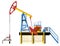 3d illustration. The oil pump. Red, blue, yellow. Facade