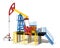 3d illustration. The oil pump. Red, blue, yellow. View 2