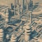 3d illustration of oil refinery. The concept of the petroleum industry. Futuristic 3D illustration. 3D rendering. AI Generated