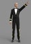 3D-illustration of an older elegant cartoon butler in military uniform