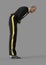 3D-illustration of an older elegant cartoon butler in military uniform