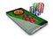 3d Illustration of Online games web with phone casino roulette wheel, Online play concept