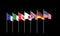 3D illustration. Online summit. G7 flags Silk waving flags of countries of Group of Seven : Canada, Germany, Italy, France, Japan