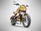 3d illustration of orange electric motorcycle sport for city driving front view on gray background with shadow