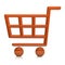 3D illustration orange shopping cart concept