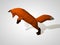 3D illustration of origami fox on his hind legs. Polygonal fox jumping. Geometric style red fox, side view. Hunting fox.
