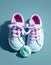 3D illustration of a pair of children\\\'s shoes. Colorful with a design that fits the posture of children\\\'s feet.