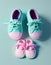 3D illustration of a pair of children\\\'s shoes. Colorful with a design that fits the posture of children\\\'s feet.