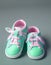 3D illustration of a pair of children\\\'s shoes. Colorful with a design that fits the posture of children\\\'s feet.