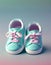 3D illustration of a pair of children\\\'s shoes. Colorful with a design that fits the posture of children\\\'s feet.