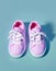 3D illustration of a pair of children\\\'s shoes. Colorful with a design that fits the posture of children\\\'s feet.