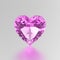 3D illustration pink diamond heart stone