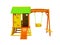 3d illustration of playhouse with swing for development on white background no shadow