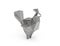 3D illustration of polygonal silver rooster figure