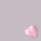 3d illustration. Porcelain pink heart on a gray background from which small hearts fly