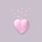 3d illustration. Porcelain pink heart on a gray background from which small hearts fly