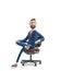 3d illustration. Portrait of a handsome businessman sitting on office chair