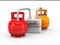 3d illustration of propane cylinders with gas meter isolated white