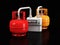 3d Illustration of Propane gas cylinders with gas meter on a black background