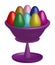 3d illustration. A purple bowl full of Easter eggs.