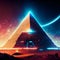 3d illustration of pyramids in the night. 3d rendering Generative AI