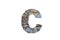 3D illustration realistic stone rock letter C,