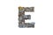 3D illustration realistic stone rock letter E,