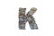 3D illustration realistic stone rock letter K,