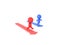 3D illustration of red and blue characters running on arrows