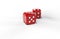 3D illustration of red dices on white background