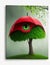 3d illustration of a red umbrella with a tree in the background. Generative AI