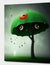 3d illustration of a red umbrella with a tree in the background. Generative AI