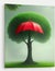 3d illustration of a red umbrella with a tree in the background. Generative AI